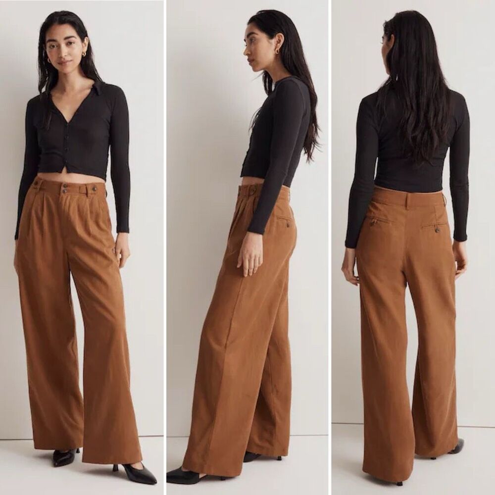 Madewell The Harlow Wide-Leg Pant in Deep Acorn Size 10
